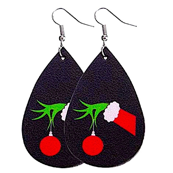 Lenora Creations Jewelry - 3/$15 Homemade Faux Leather The Grinch Who Stole Christmas Dangle Earrings.